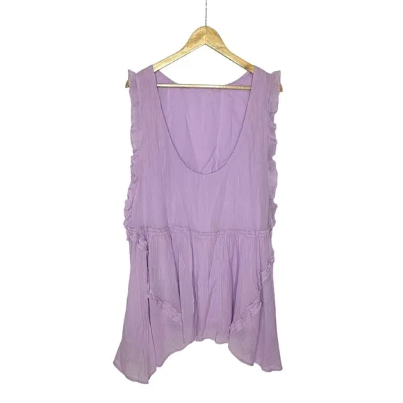 NWT Free People Lilac Ruffle Sleeveless Mini Dress m