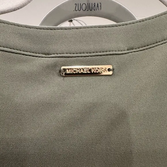 NWT MICHAEL KORS IVY GREEN V-NECK TIE FRONT RUFFLED HEM DRESS SZ XL MSRP $98.00