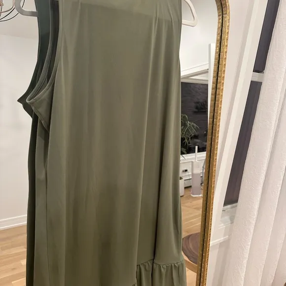 NWT MICHAEL KORS IVY GREEN V-NECK TIE FRONT RUFFLED HEM DRESS SZ XL MSRP $98.00