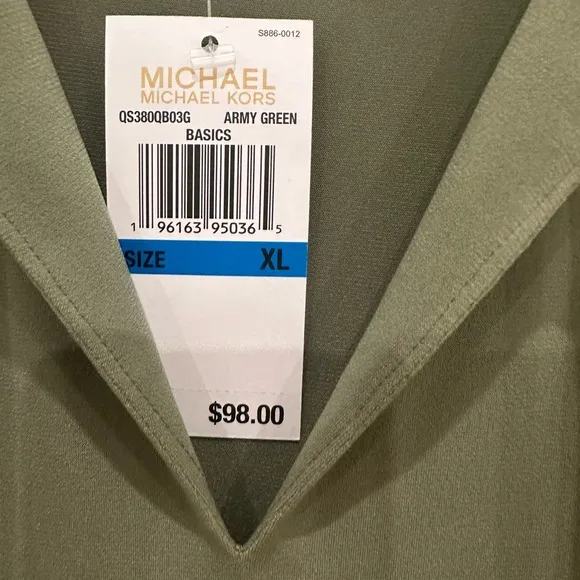 NWT MICHAEL KORS IVY GREEN V-NECK TIE FRONT RUFFLED HEM DRESS SZ XL MSRP $98.00
