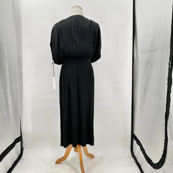 NWT Paper Label Mimi Pleated Wrap Dress Black XL Extra Large
