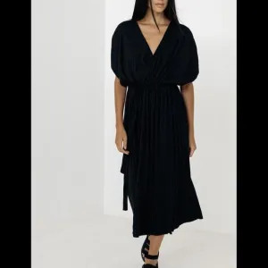 NWT Paper Label Mimi Pleated Wrap Dress Black XL Extra Large