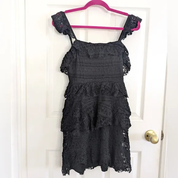 NWT Show Me Your Mumu Tracy Ruffle Dress One And Only Lace Black