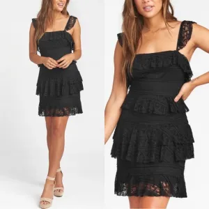 NWT Show Me Your Mumu Tracy Ruffle Dress One And Only Lace Black