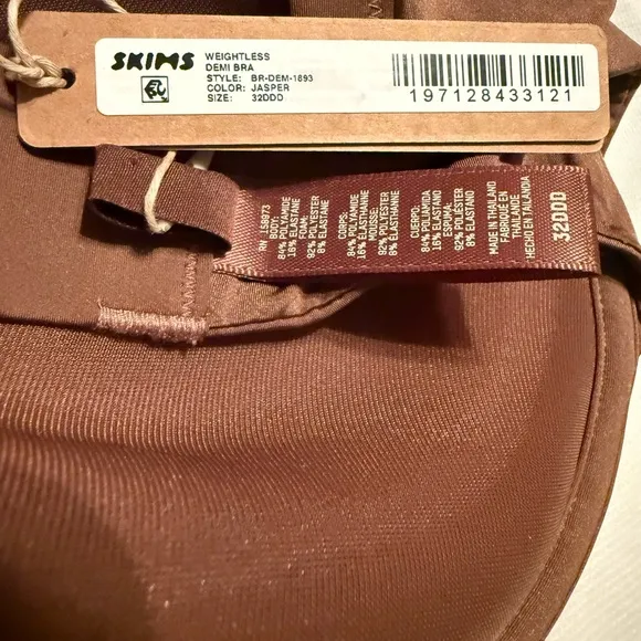 NWT SKIMS 32DDD Limited Edition Weightless Underwire Demi Jasper Bra Brown