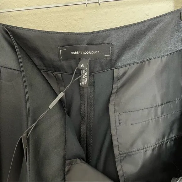 NWT Robert Rodriguez Black Lacy Satin Smudge Bermuda Short
