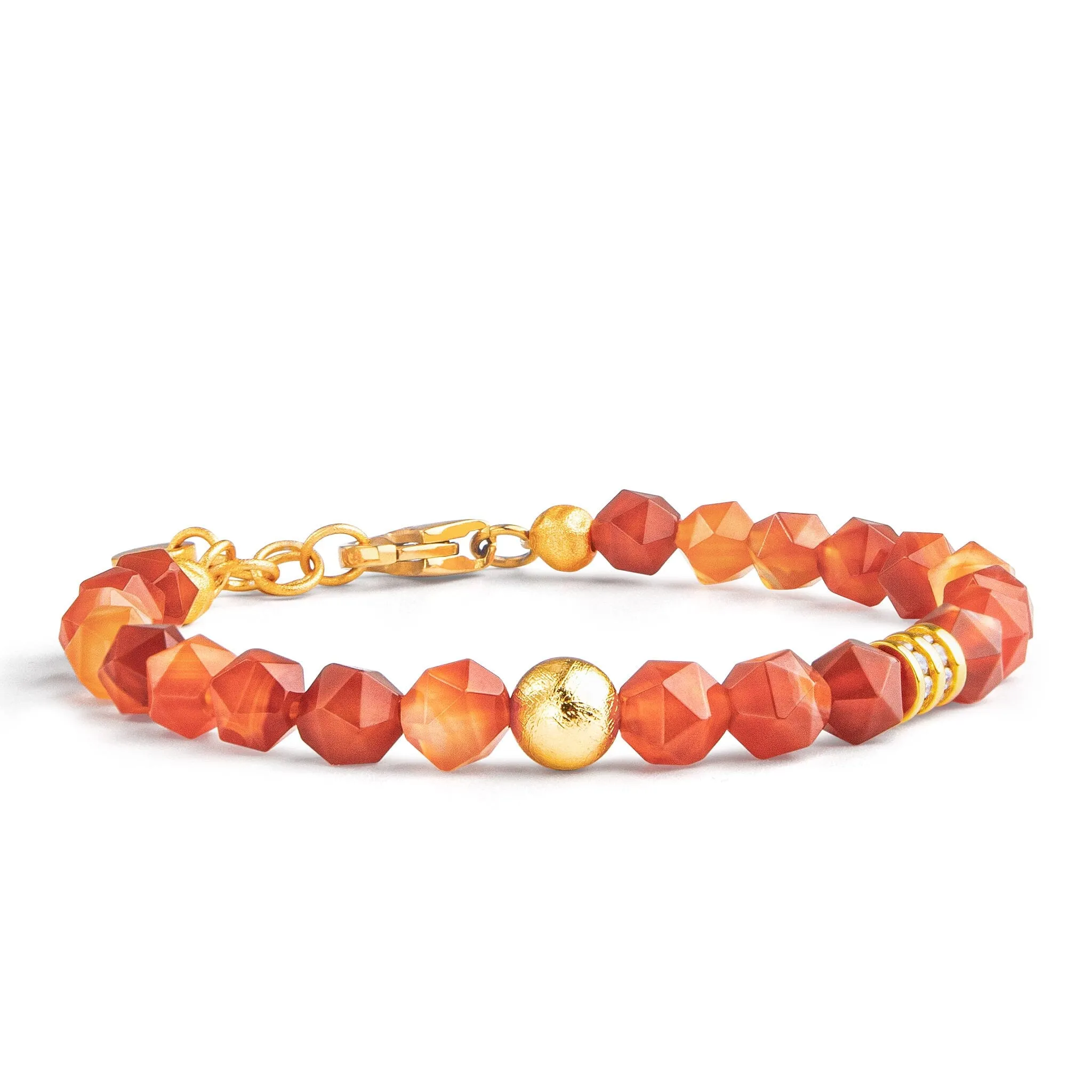 Orange Agate & Meteorite Stacked Bracelet