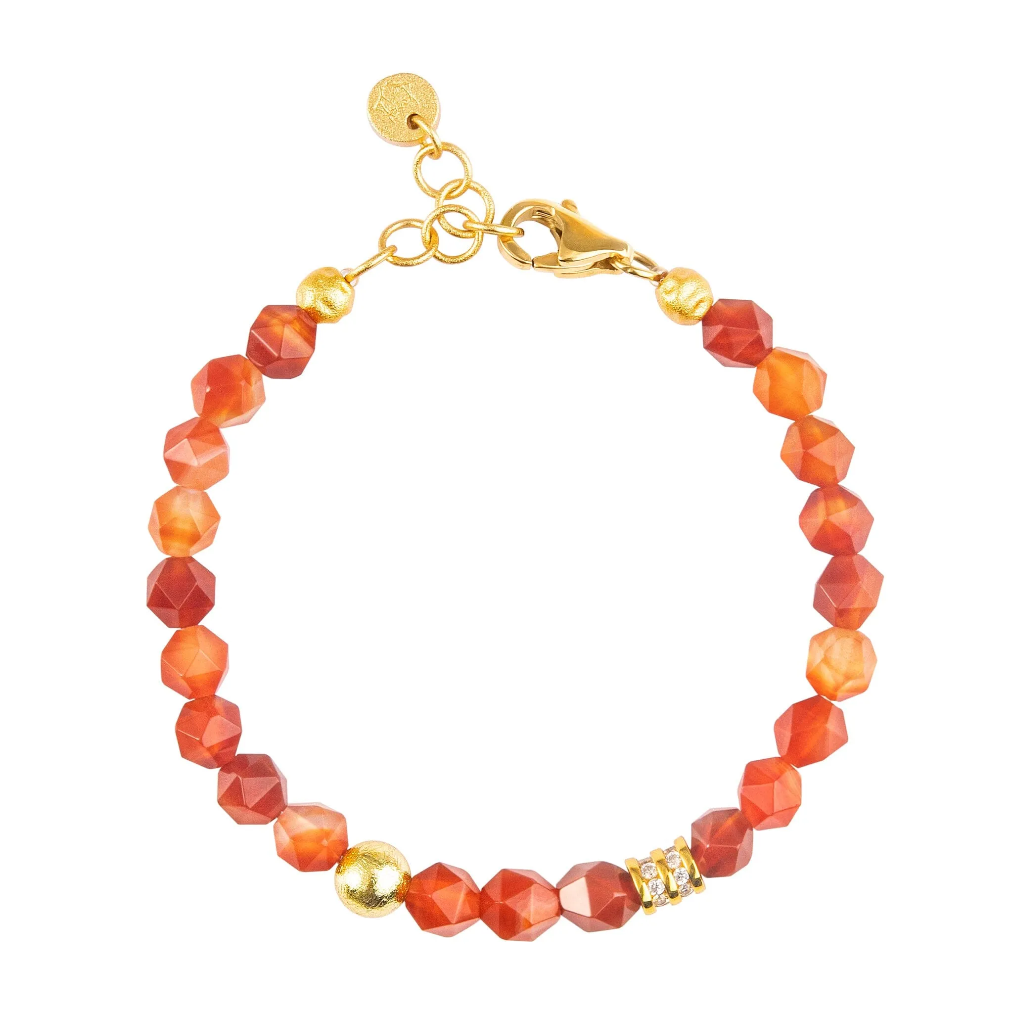 Orange Agate & Meteorite Stacked Bracelet