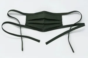 Organic Cotton Face Mask with Flexible Nose and Ties- Dark Olive Green