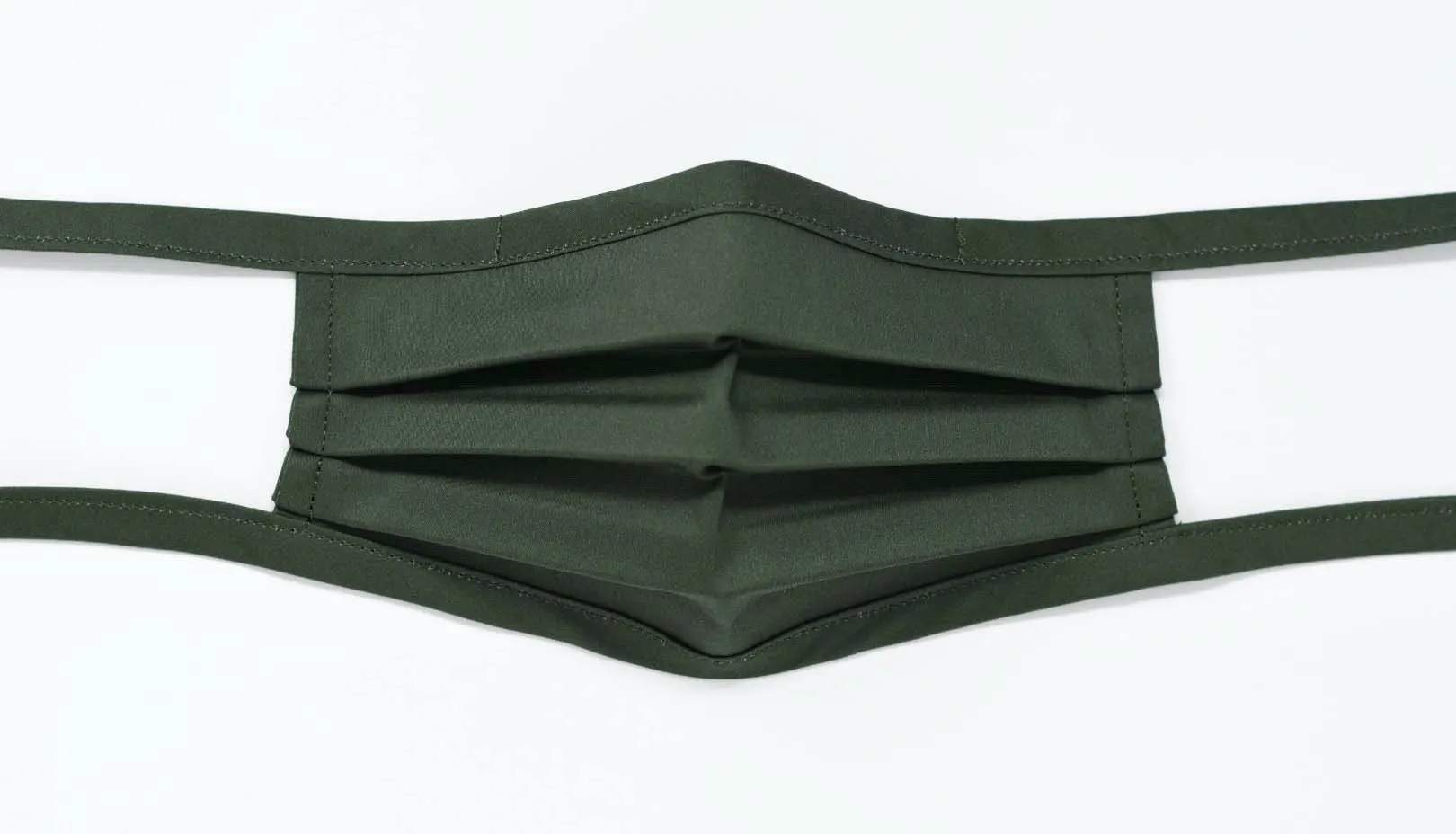 Organic Cotton Face Mask with Flexible Nose and Ties- Dark Olive Green