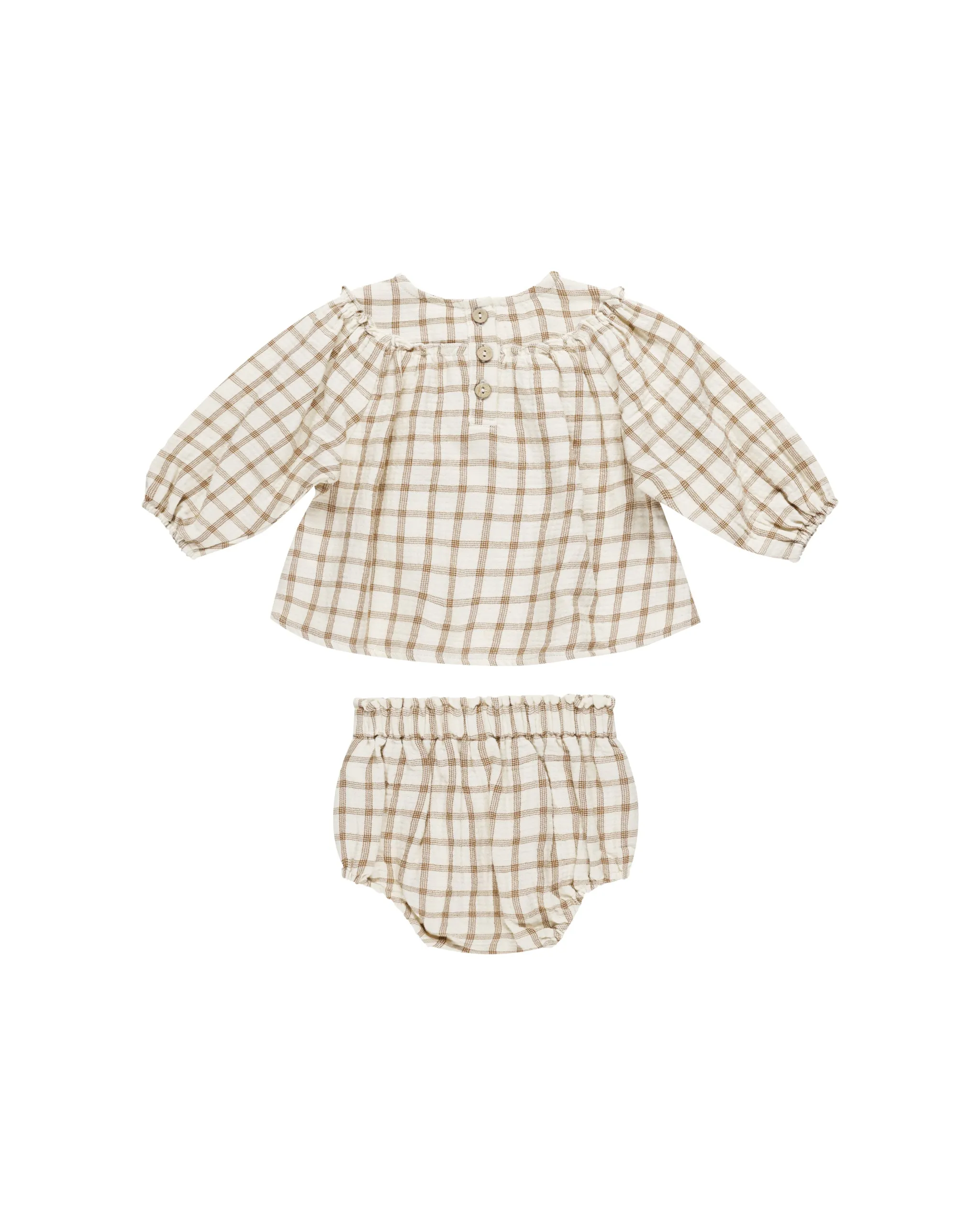 ORGANIC Mia Top   Bloomer Set || Cinnamon Plaid