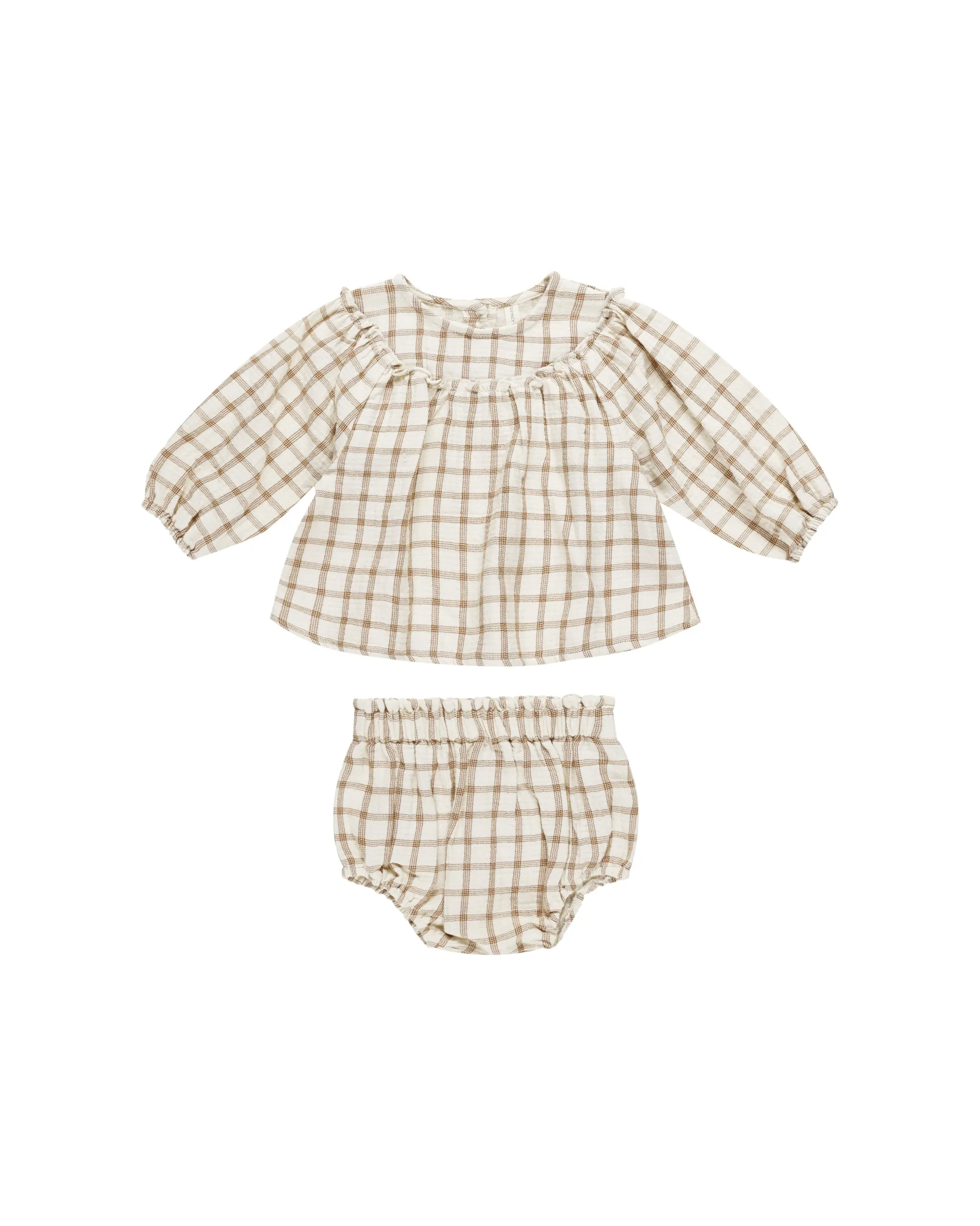 ORGANIC Mia Top   Bloomer Set || Cinnamon Plaid
