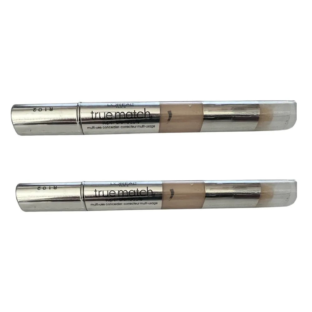 Pack of 2 L'oreal Paris True Match Super-Blendable Multi-Use Concealer Makeup, Fair W1-2
