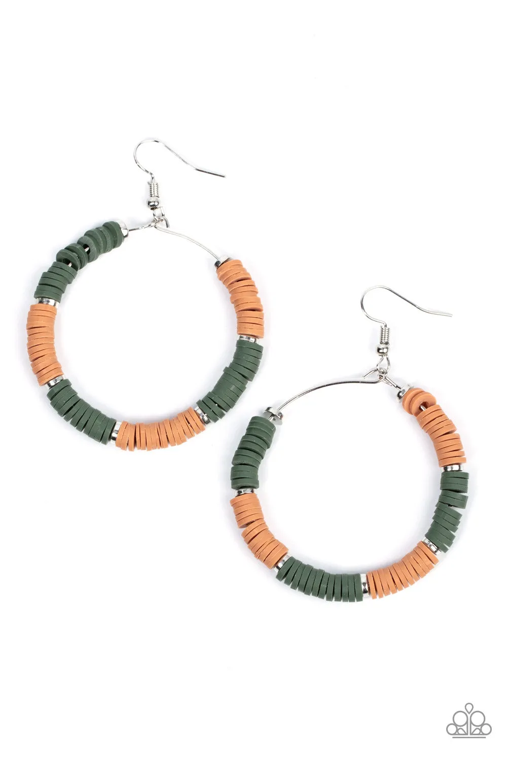 Paparazzi Skillfully Stacked - Green Earrings
