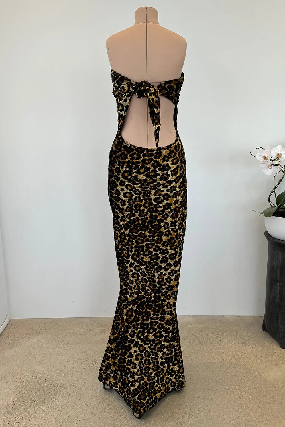 Patrick Kelly 1989 Tie Back Leopard Dress