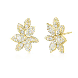 Pave Diamond Flower Studs