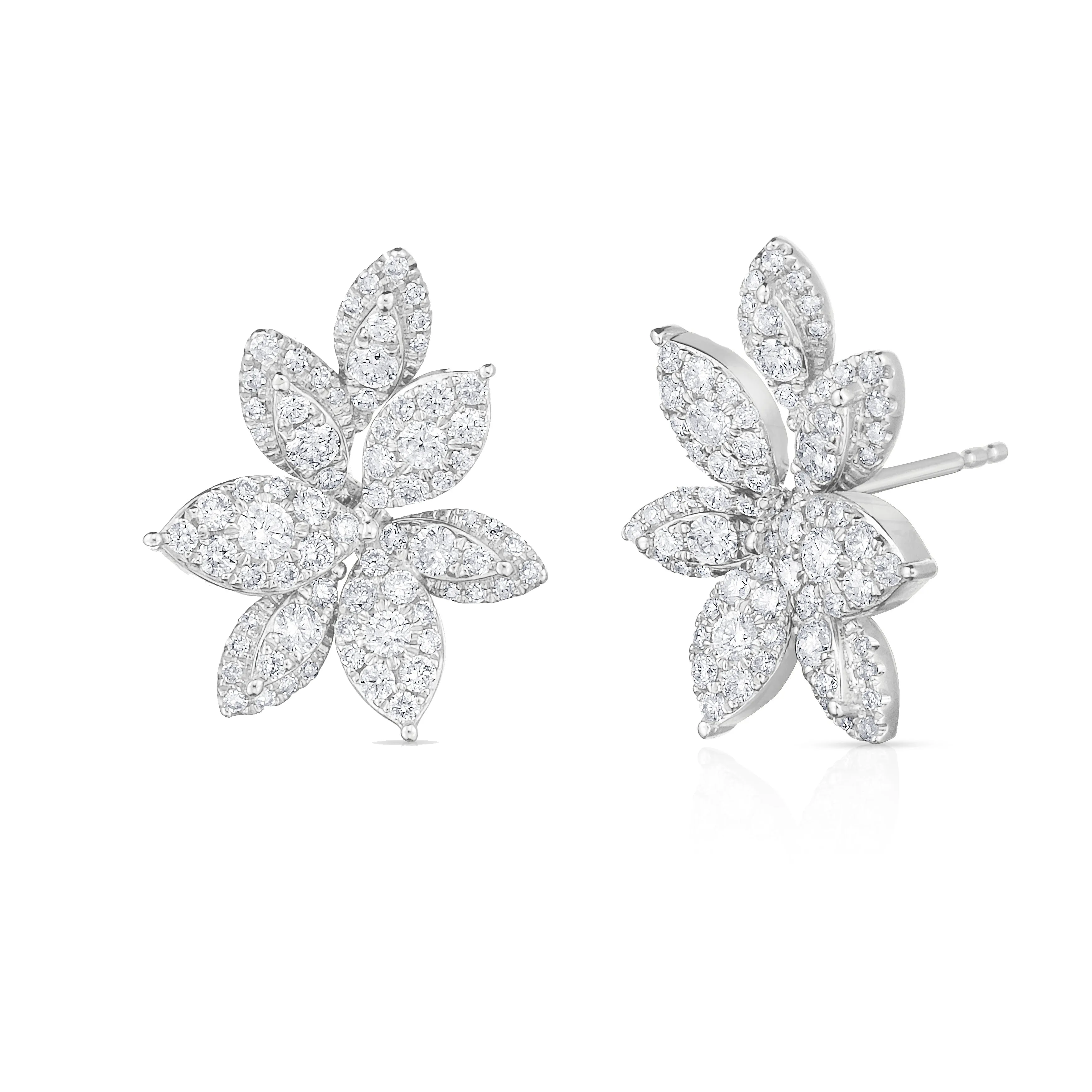 Pave Diamond Flower Studs