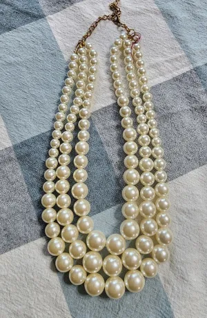 Pearl Layer Statement Necklace & Earrings