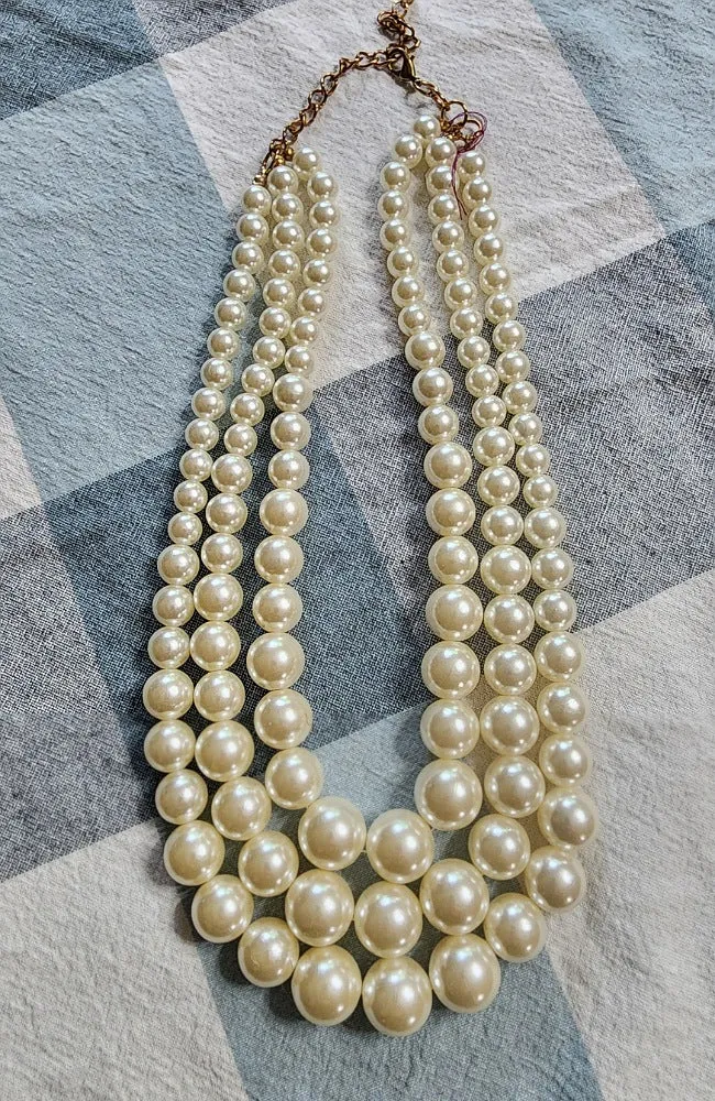 Pearl Layer Statement Necklace & Earrings