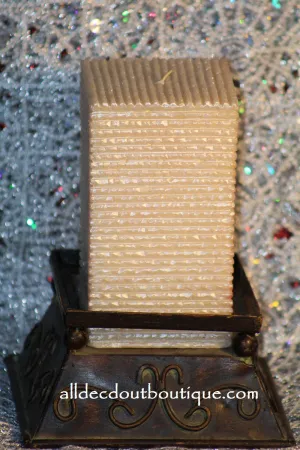 Pillar Candle | 6" Ivory Stacked Stone Pillar Decor Candle