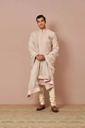 PINK RAWSILK ARMAAN EMBROIDERED SHERWANI SET WITH DUPATTA
