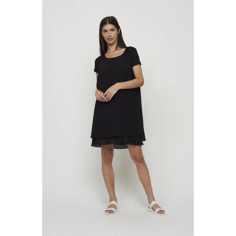 Pistache Pleated Georgette Dress w/ Stretch Jersey