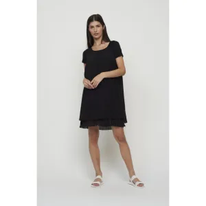 Pistache Pleated Georgette Dress w/ Stretch Jersey