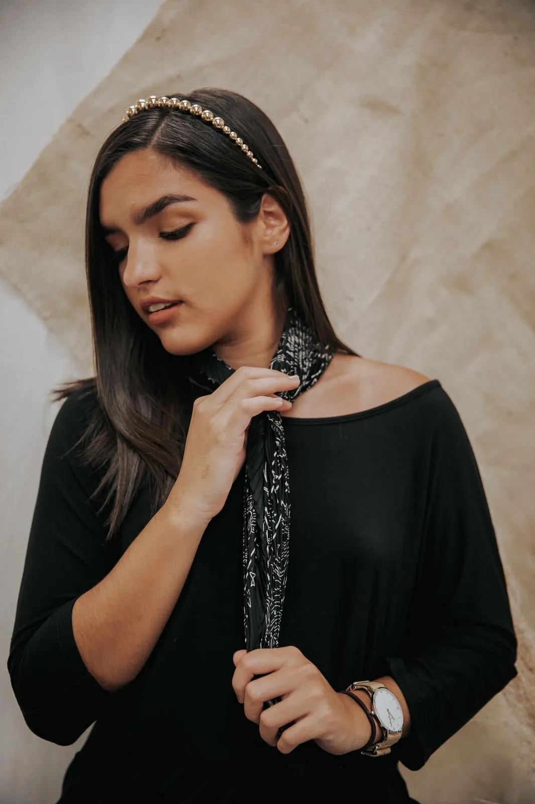 Pleated bandana scarf