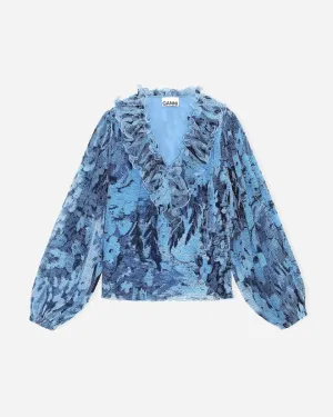 Pleated Georgette - Placid Blue