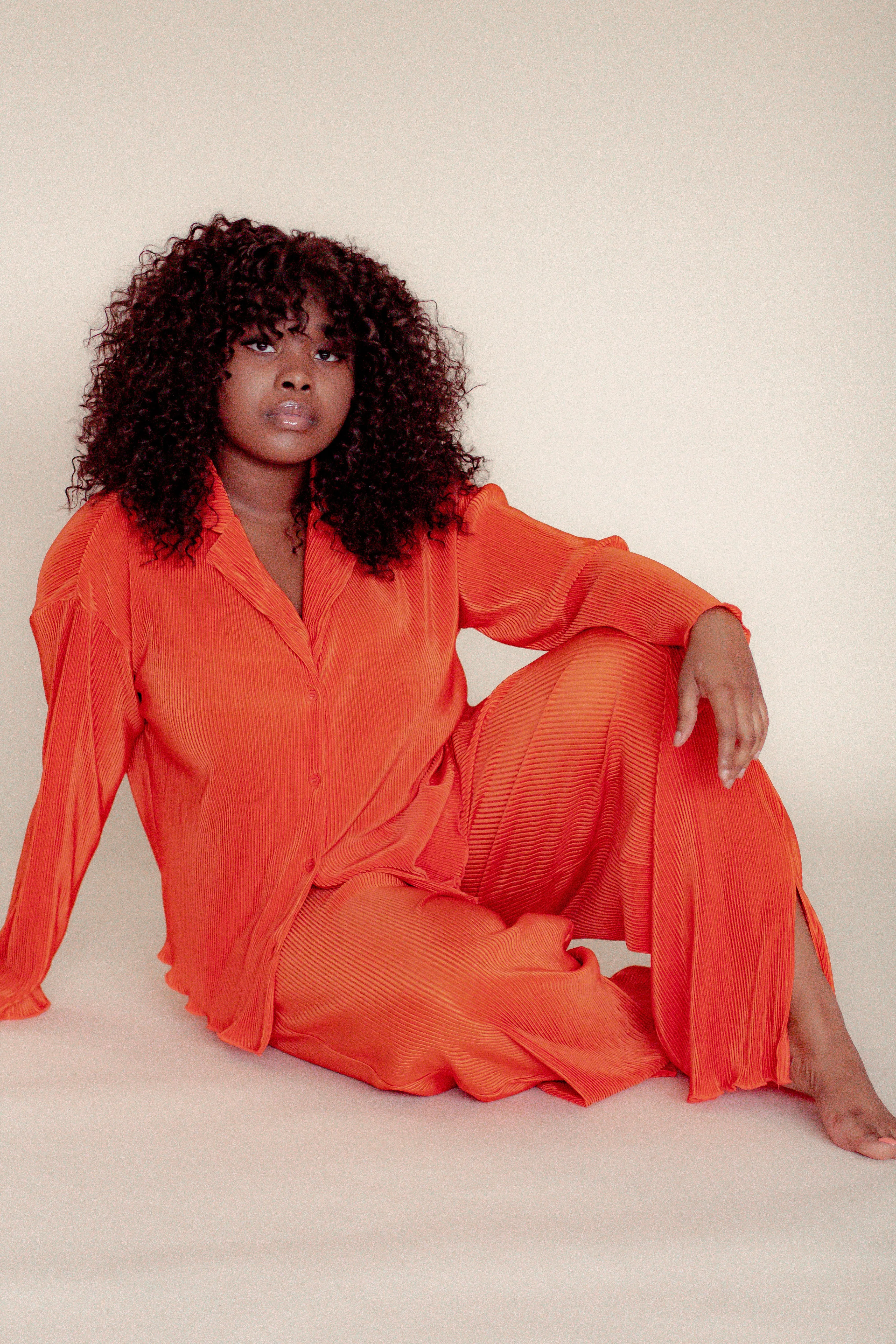 Pleated Orange Top