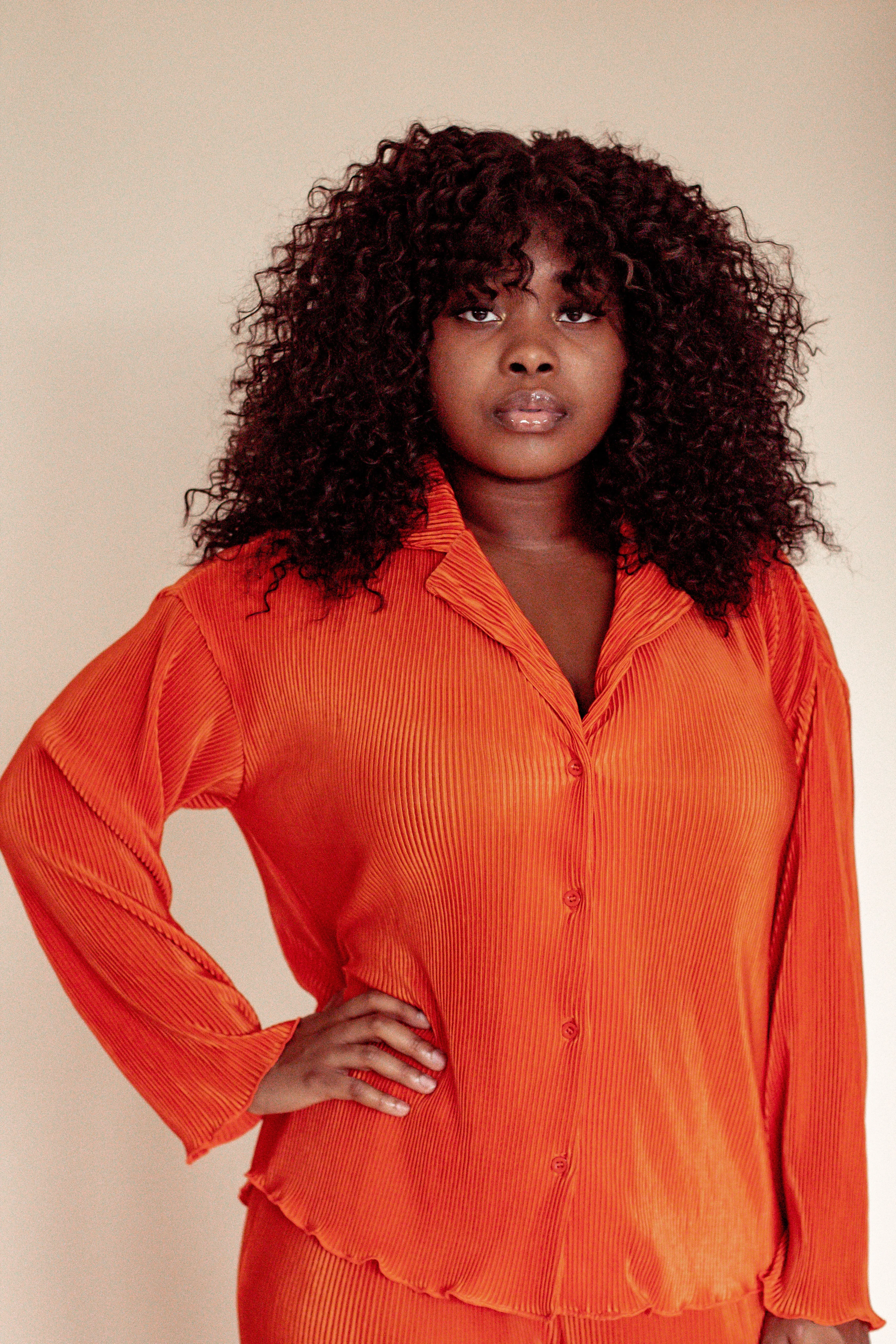 Pleated Orange Top