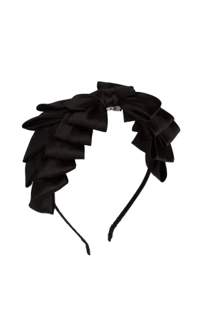 Pleated Ribbon Headband - Black
