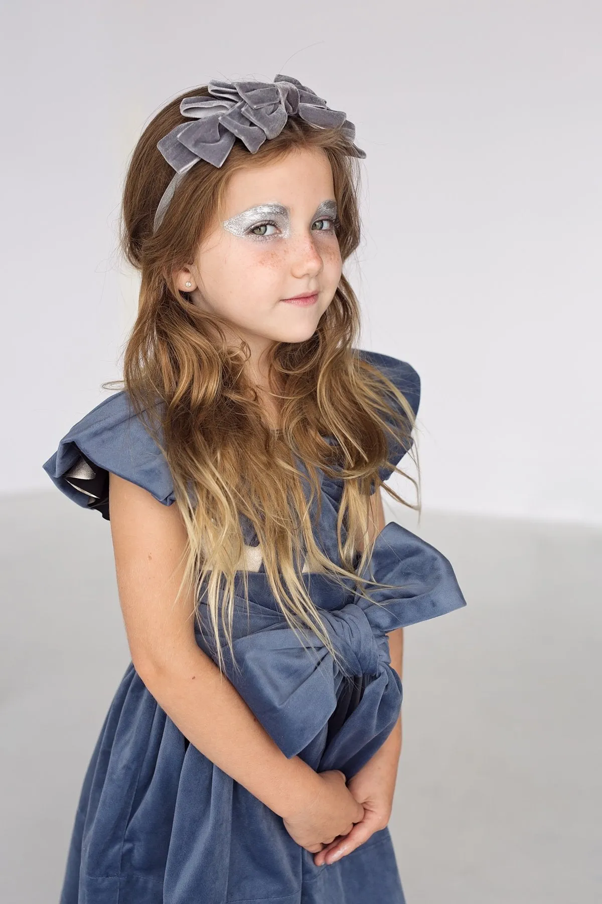 Pleated Ribbon Velvet Headband - Purple