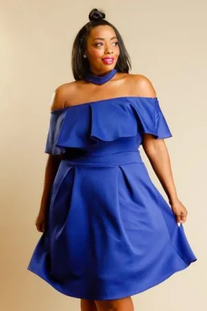 Plus Size Dashing Ruffled Choker Neckline Dress [SALE]