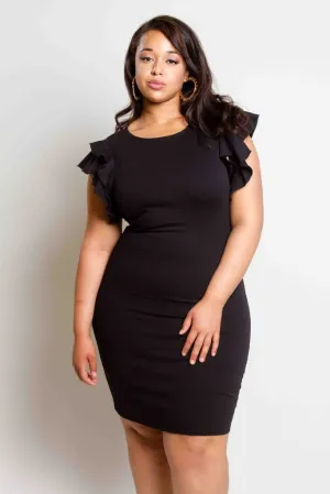 Plus Size Glam Ruffled Zipper Trim Dress