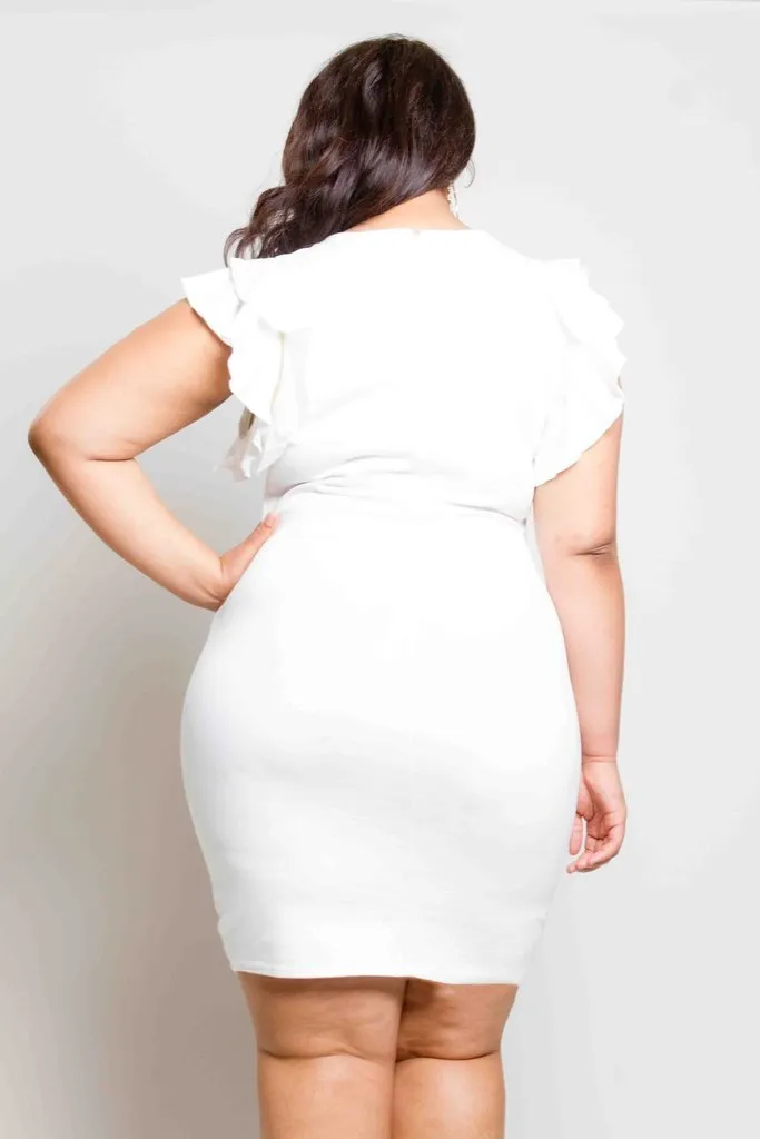 Plus Size Glam Ruffled Zipper Trim Dress