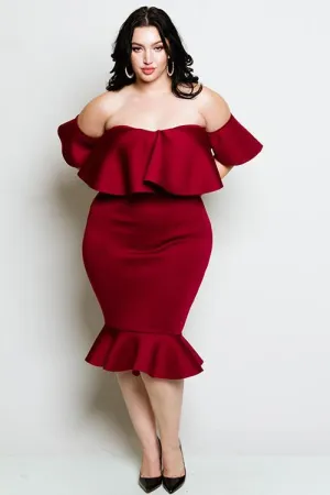 Plus Size Sexy Off Shoulders Slay Goddess Glam Ruffled Dress