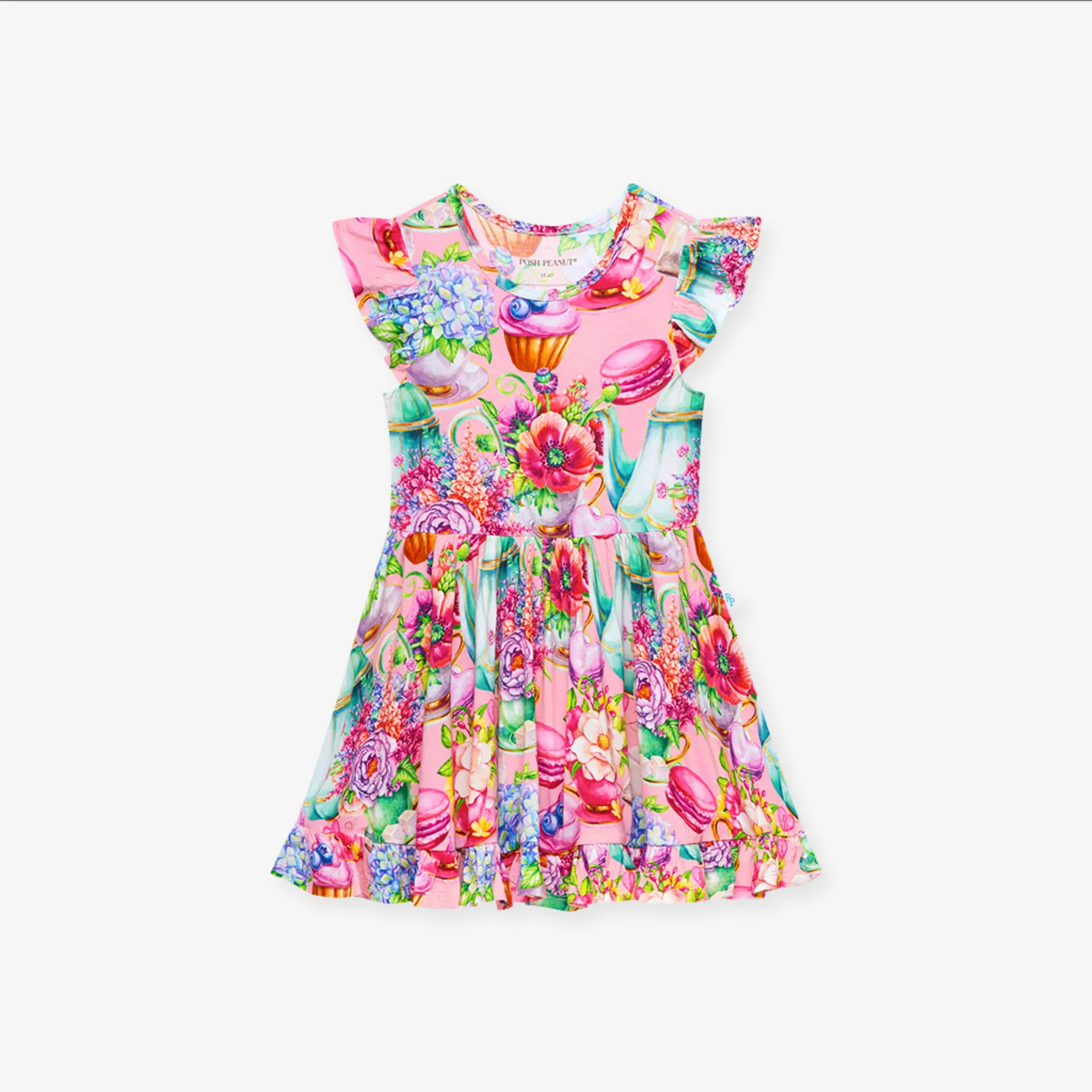 Posh Peanut Elizabeth Cap Sleeve Ruffled Twirl Dress