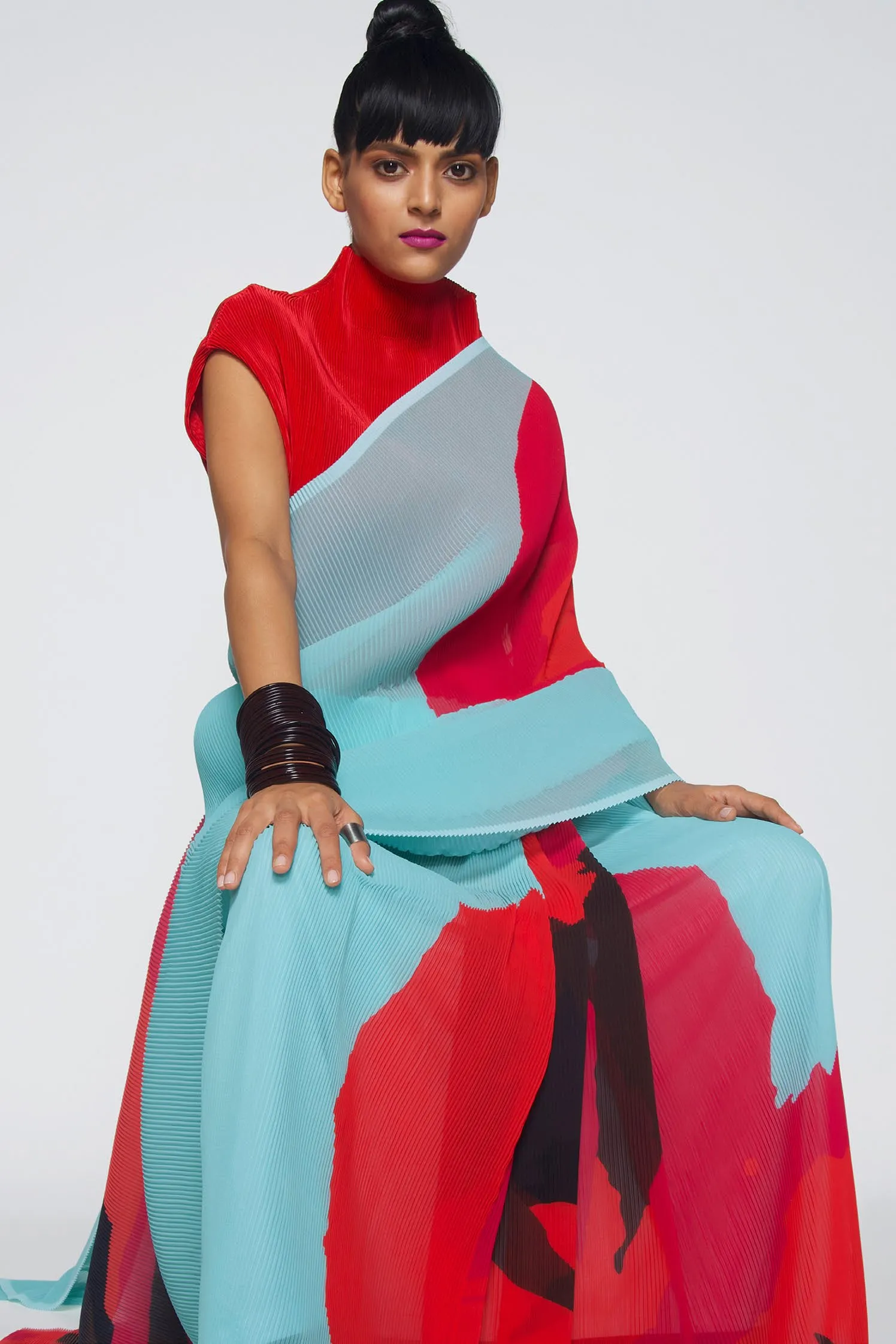 Printed Pleated Sari