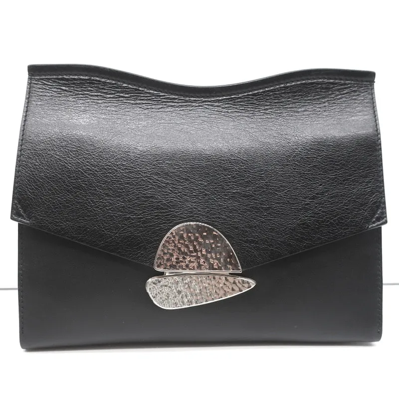 Proenza Schouler Medium Curl Clutch Bag Black Leather