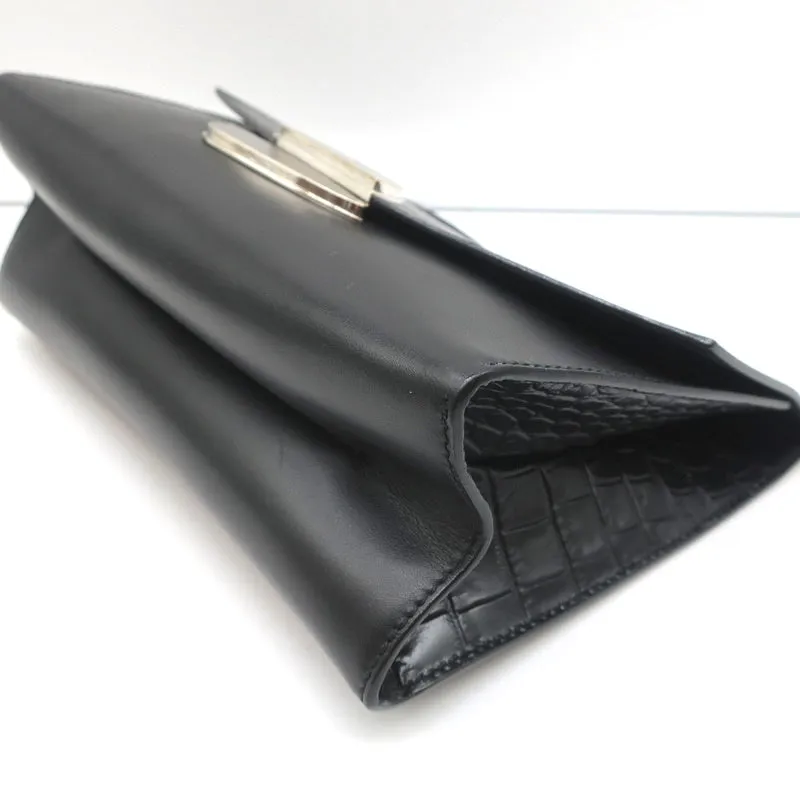 Proenza Schouler Medium Curl Clutch Bag Black Leather