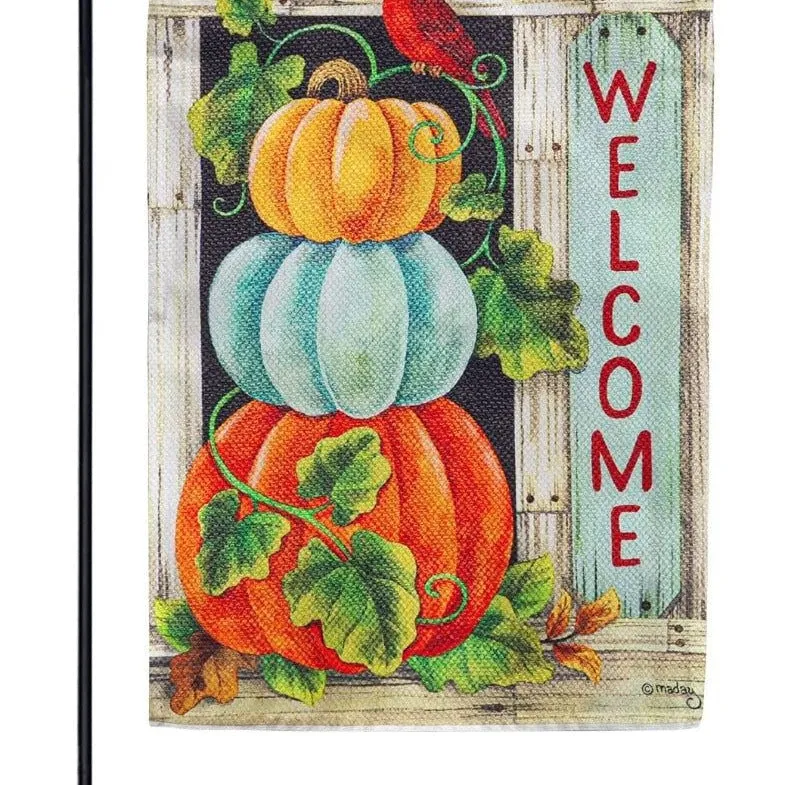 Pumpkin Stack Garden Textured Suede Flag