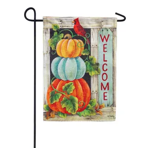 Pumpkin Stack Garden Textured Suede Flag