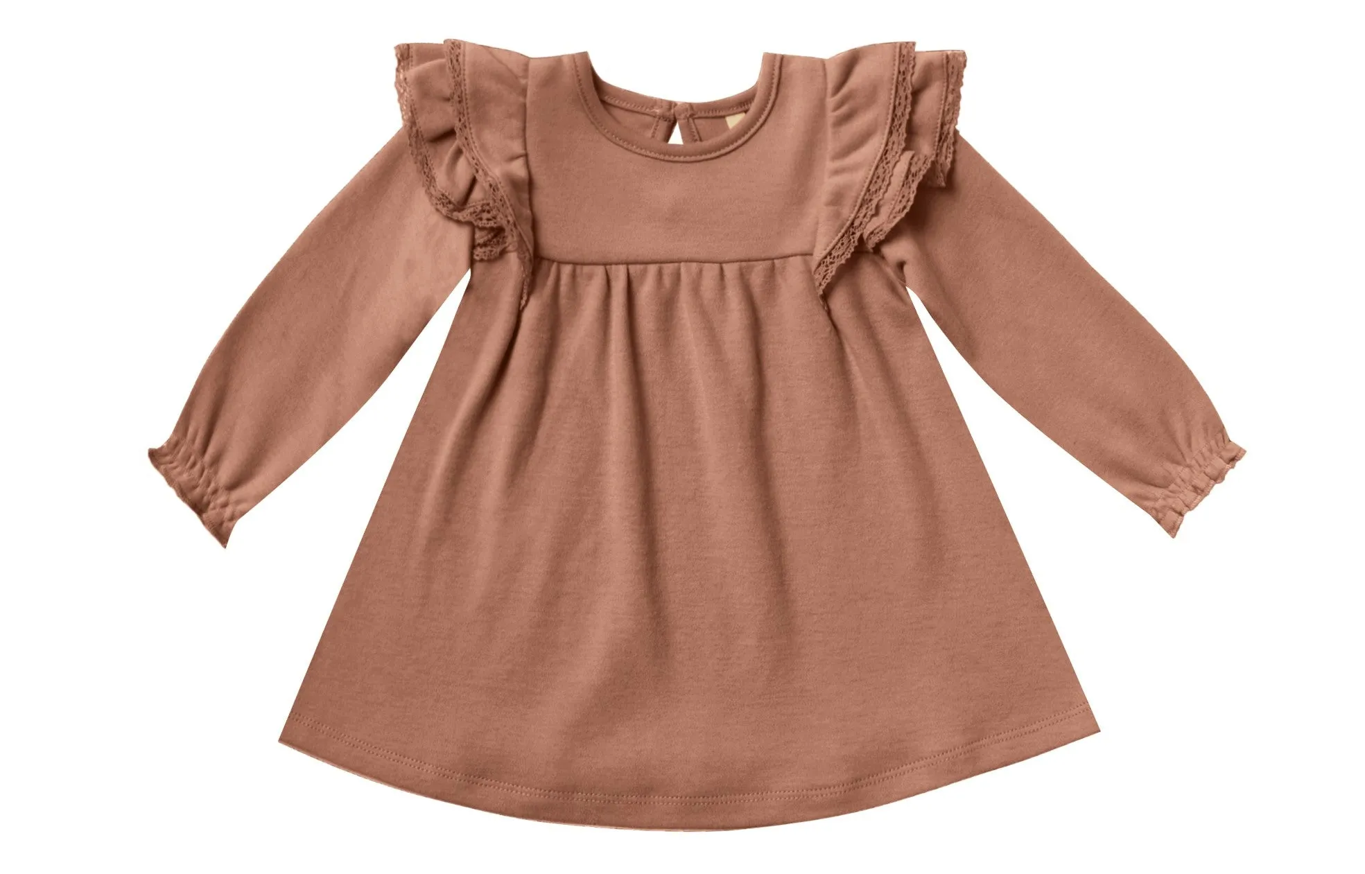 Quincy Mae Longsleeve Flutter Dress - Clay