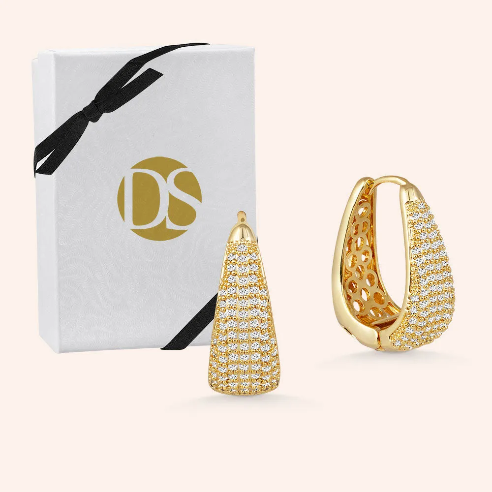 "Royal" Pave Statement Hoop Earrings