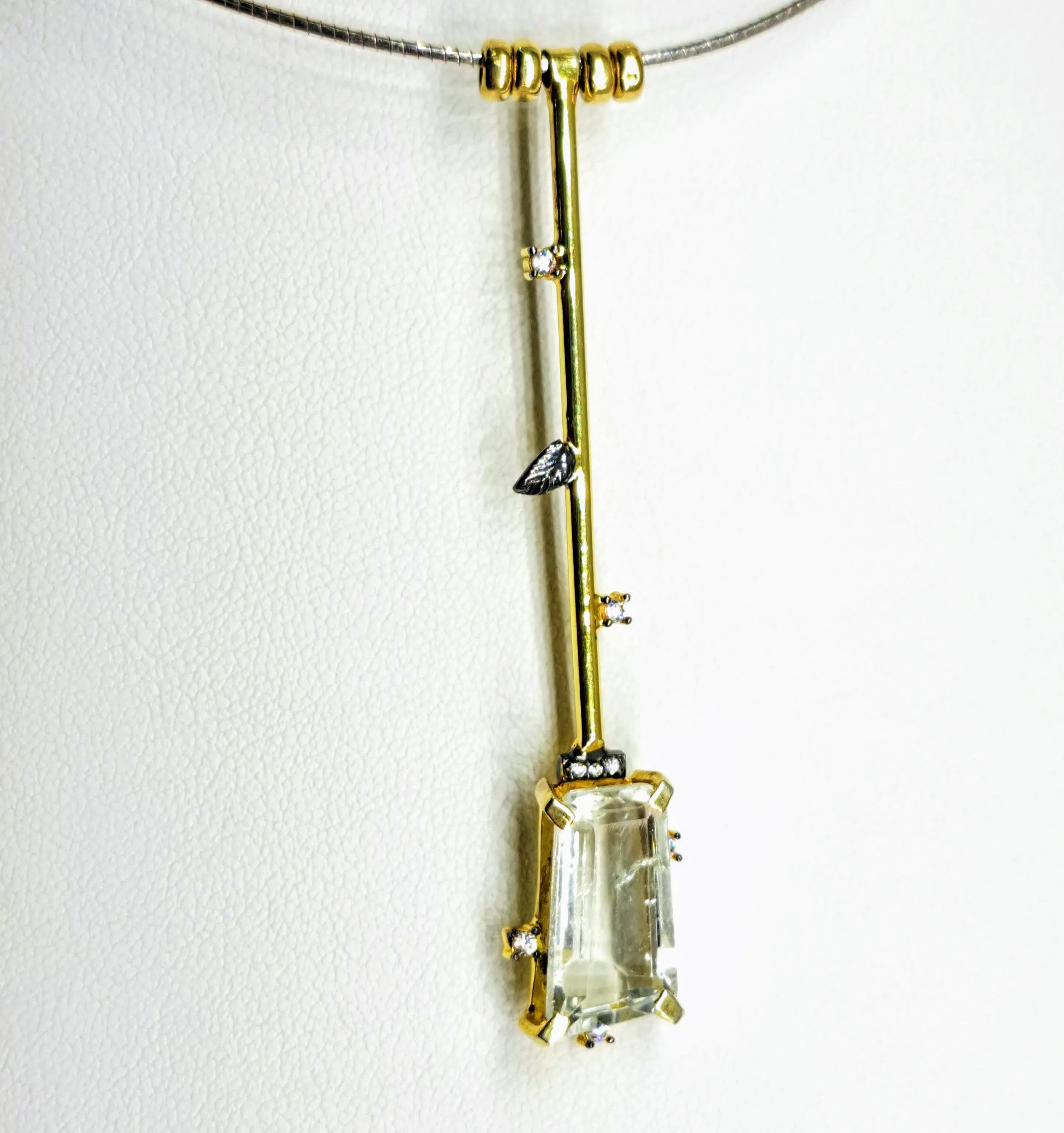 "Swizzle Stick" 18" Necklace - Aquamarine, Zircon, Sterling, Gold