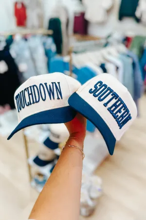 "TOUCHDOWN" Natural   Navy Hat