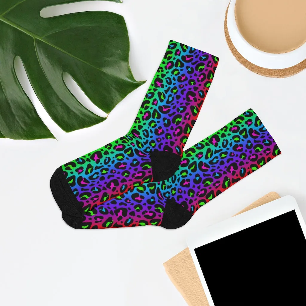 Rainbow 90’s Leopard Print DTG Socks