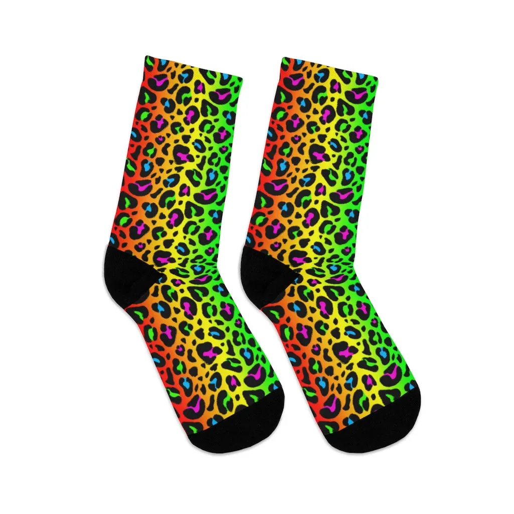 Rainbow 90’s Leopard Print DTG Socks