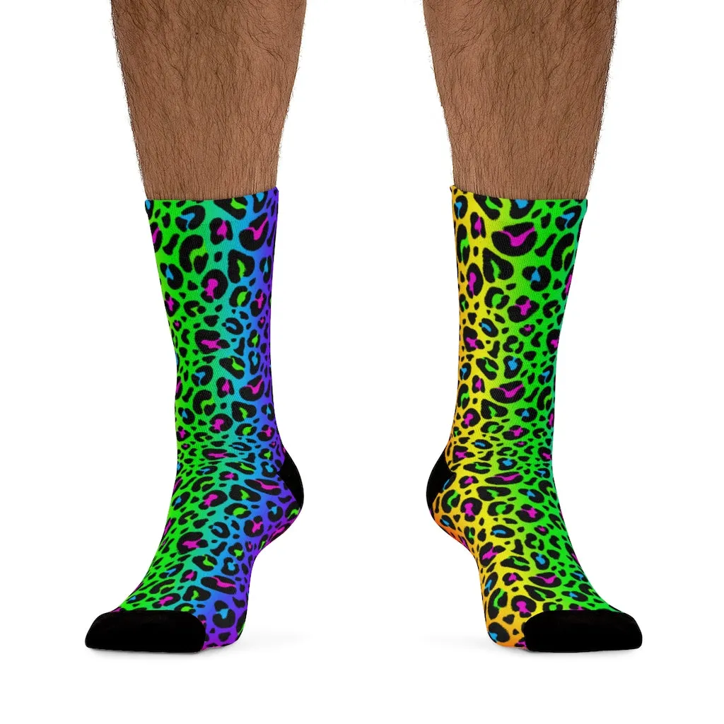 Rainbow 90’s Leopard Print DTG Socks